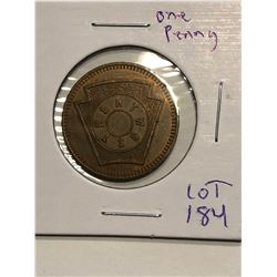 Rare Vintage Masonic One Penny Nice Collectible Coin