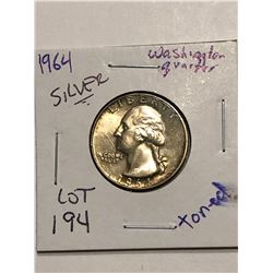 1964 Washington Silver Quarter Beautiful Toning