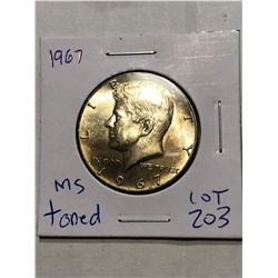 Beautiful Toned 1967 MS High Grade Silver Kennedy Half Dollar