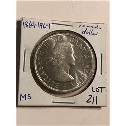1964 Canadian Silver QUEBEC Dollar MS High Grade