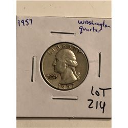 1957 P Washington Silver Quarter Nice Early US Coin