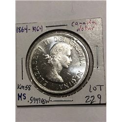 Beautiful 1964 Silver Canadian Dollar MS High Grade