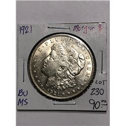 1921 P Silver Morgan Dollar Brilliant Uncirculated MS High Grade