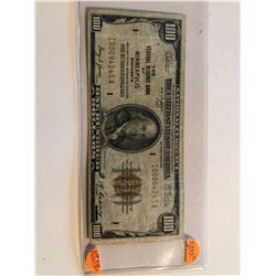 1929 Series 100 Dollar MINNEAPOLIS Federal Reserve Bank Note XF High Grade