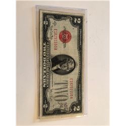 1928 G Sereis 2 Dollar RED SEAL Bill in XF High Grad
