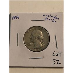 1954 Washington Silver Quarter Dollar Nice Early US Coin