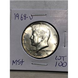 Beautiful 1968 D Silver Kennedy Half Dollar MS High Grade