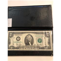 2003 Series Federal 2 Dollar Bill UNC in Leather Binder with COA