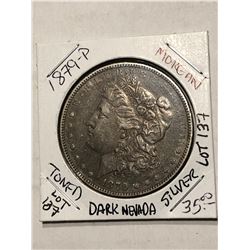 1879 P Morgan Silver Dollar Toned Dark Nevada Silver Nice Early US Coin