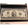 Image 2 : 2003 A Series Federal 2 Dollar SILVER HIGHLIGHTEDBill UNC in Leather Binder with COA