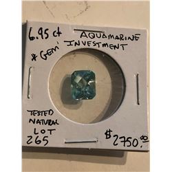 Rare HUGE Investment GEM QUALITY 6.95 Carat AQUAMARINE