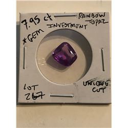 Rare HUGE Investment GEM QUALITY 7.95 Carat RAINBOW TOPAZ Unique Cut