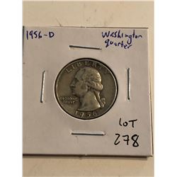 1956 D Washington Silver Quarter Nice Early US Coin