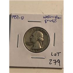 1957 D Washington Silver Quarter Nice Early US Coin