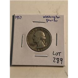1957 P Washington Silver Quarter Nice Early US Coin