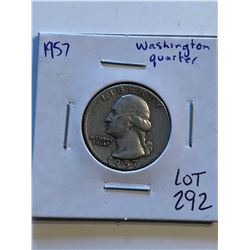 1957 P Washington Silver Quarter Nice Early US Coin