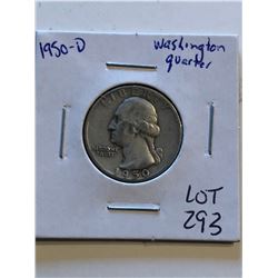 1950 D Washington Silver Quarter Nice Early US Coin