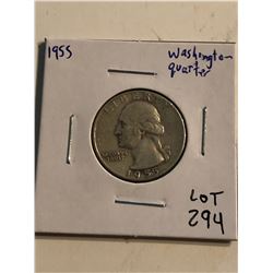 1955 Washington Silver Quarter Nice Early US Coin