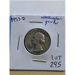 1953 D Washington Silver Quarter Nice Early US Coin