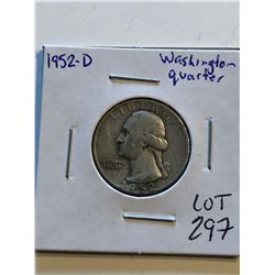 1952 D Washington Silver Quarter Nice Early US Coin