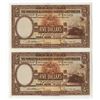 Image 1 : Hong Kong & Shanghai Banking Corporation (HSBC). 1954. Sequential Pair of Issued Notes.