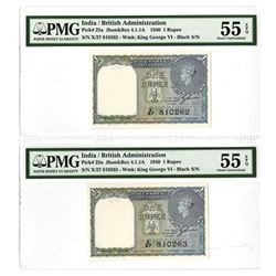 Government of India, ND (1940) Sequential Banknote Pair.