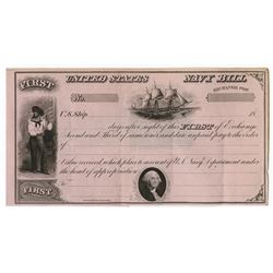 United States Navy Bill, 1850-60's Unissued First of Exchange.