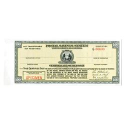 Postal Savings System, 1911 Specimen Certificate of Deposit