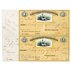 Bank of California 1913 Specimen Bill of Exchange Pair Used as Models with Corrections.