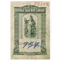 Republic Note From Legend Republic Bank Note Company, ND (ca.1920-30's) Plate Destruction Final ...
