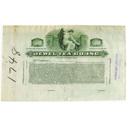 Jewel Tea Co., Inc., ca.1900-1920 Proof Stock Certificate