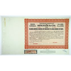 Speyer & Co., 1904 Specimen Temporary Bond for $1000 United States of Mexico 4% Gold Bonds.