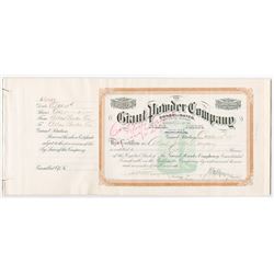 Giant Powder Company 1917 Issued & Remainder Consolidated Shares