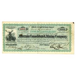 Hibernia Consolidated Mining Co., 1881 Issued Stock Certificate