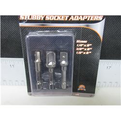 New set of 3 Stubby Socket Adaptors / 1/4 - 3/8 - and 1/2 inch sizes