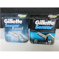2 new packs of Gillette Razor Blade Cartridges 10 per pack 20 total