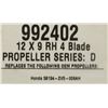 Image 2 : VORTEX 12 X 9 RH 4 BLADE PROPELLER SERIES D