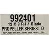 Image 2 : VORTEX 12 X 8 RH 4 BLD PROPELLER SERIES D