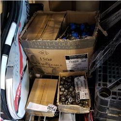 BOX OF 1/4" IRON CAP FITTINGS AND BOX OF 90 DEGREE 1-1/2" IRON ELBOW FITTINGS