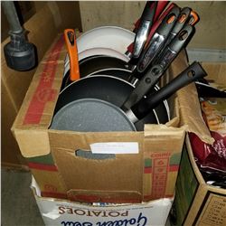 2 BOXES OF PANS AND BOOKS