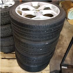 SET OF 4 YOKOHAMA 235/40 R18 TIRES ON 5 BOLT RIMS