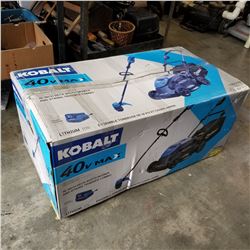 KOBALT 40 VOLT 16" DECK WIDTH MOWER AND STRING TRIMMER COMBO - AS NEW IN BOX