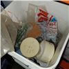 Image 2 : 2 PAILS AND TOTE OF SHOP SUPPLIES AND HARDWARE