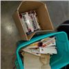 Image 1 : TOTE OF GLUE STICKS , PAINT SETS AND ROLLER BLADE WHEELS