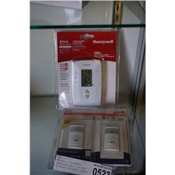 HONEYWELL PROGRAMMABLE THERMOSTAT AND 2 LEVITAN UNIVERSAL OCCUPANCY SENORS