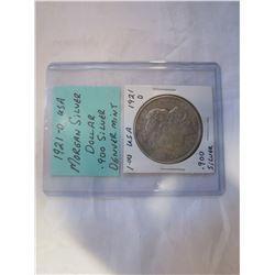 1921 USA O MORGAN SILVER DOLLAR .900 SILVER, DENVER MINT