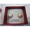 Image 2 : STERLING SILVER 11MM GENUINE FRESH WATER PEARL EARRINGS W/ APPRAISAL $400