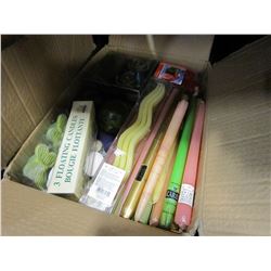BOX OF CANDLES W/ FOUNTAIN BASE