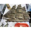 Image 3 : 2 SHIP WALL HANGINGS, WOOD CARVING, WOOD MOOD METER, AND RARE TRAY