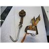Image 1 : VINTAGE METAL MEAT HOOK W/ PULLEY AND ANTIQUE SKATES